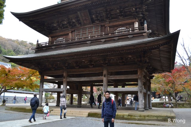 Standing in front of the Sanmon (Main Gate).
